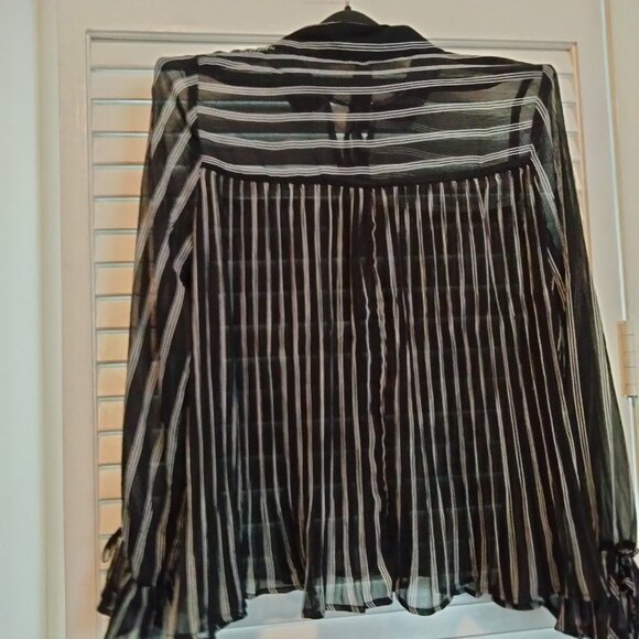 Agnes and Dora sheer black and white striped blouse - Picture 2 of 5
